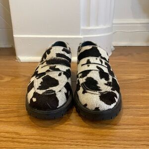 Maguire Ponyhair Cow Print Loafer Size 9